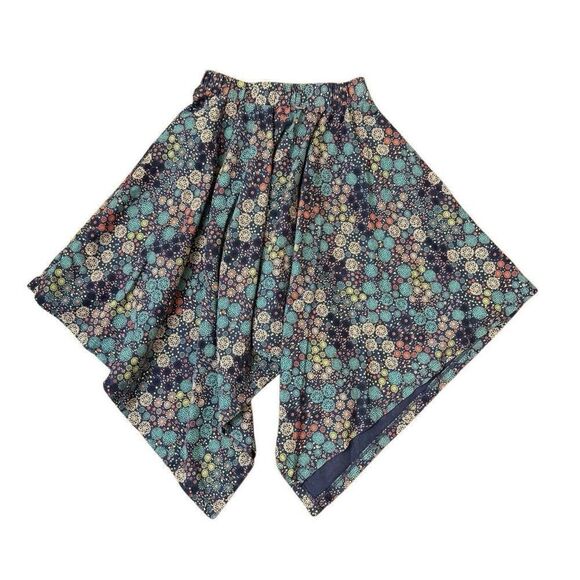Tea Collection Handkerchief Hem Skirt Elastic Waist Blue Pink Floral Size 8 - Picture 1 of 4